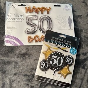 50th Birthday Decorations Balloons Party Gold Black Silver Foil Man Woman 9